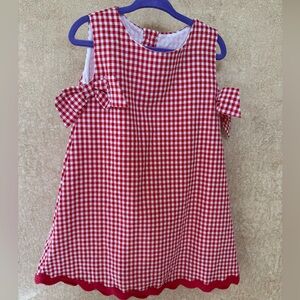 Red and white checkered girls dress 3T Classic Whimsy